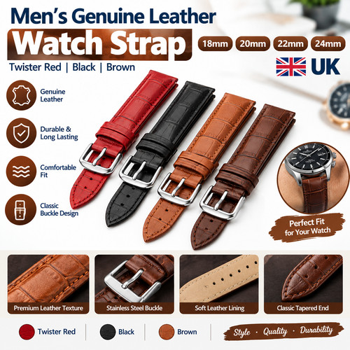 Mens genuine leather watch - genuine,