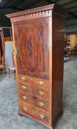 Antique inlaid mahogany single