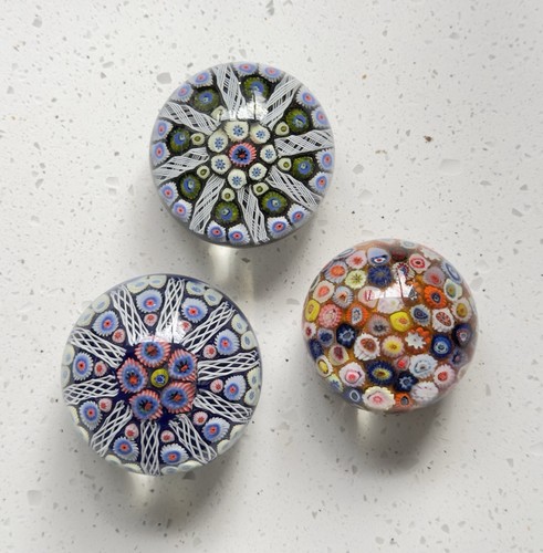 Millefiori glass paperweights - glass,