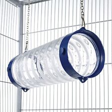 Ferret Chinchilla Rat Tunnel Tube Toy with Chains Straight Clear Blue Ends