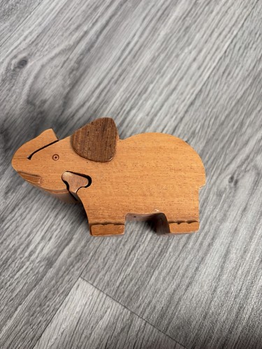 Vintage wooden elephant puzzle - vintage,