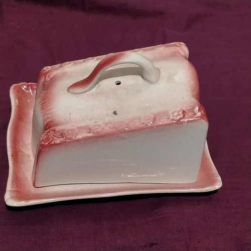Antique cheese dish plate and - plate,