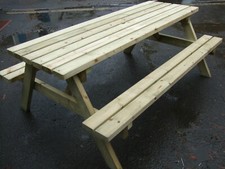 7FT HEAVY DUTY TREATED PUB GARDEN PATIO PICNIC BENCH HAND MADE 8 seat