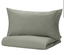 Ikea ÅKERFIBBLA Duvet cover and pillowcase, blue-green whitecheck, 150x200/50x80
