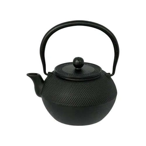 Black cast iron teapot - cast,