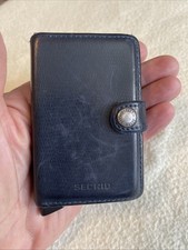 secrid mini wallet Blue Leather + Metal Card Holder Id Wallet.