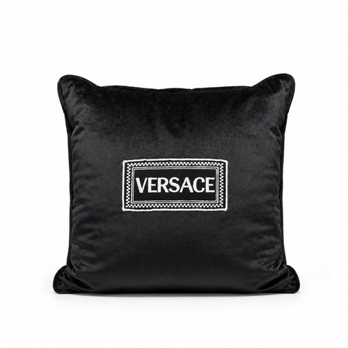 Versace black velvet cushion