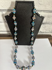 VINTAGE AQUAMARINE AND SKY BLUE COLOURED WEDDING CAKE NECKLACE Murano Venetian