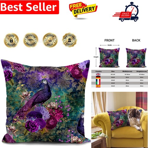 Purple cushion cover - cushion, peacock