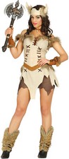 Womens Viking Fancy Dress Hen Party Costume Adult Nordic Warrior Outfit+Headband