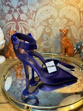 ZARA Purple Satin  Party Shoes Diamanté  Buckle Ankle Strap  UK 3 EU 36 US 6 NEW