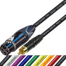 Female XLR to RCA Cable Colours Gold Phono Lead Van Damme Rean Neutrik 
