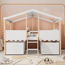Wooden Bed Frame with 2 Large Storage Drawers 3ft Single Tree House Cabin Bed