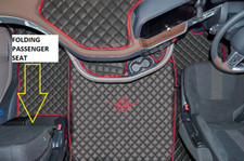 ECO LEATHER FLOOR MATS -BLACK/RED  FIT  Daf  XG , XG+  [ FOLDING PASSENGER SEAT]