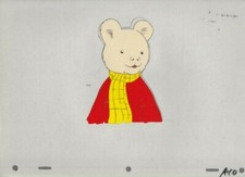 RUPERT THE BEAR Cartoon Animation 12.5x10.5" Cel A-10 w/ Yellow Scarf & Sweater