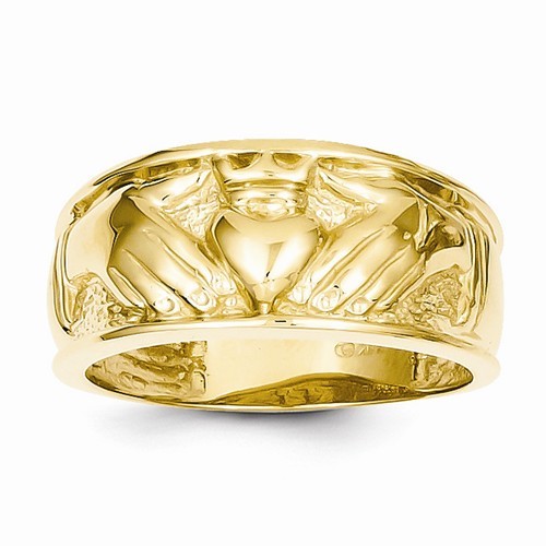 14k yellow gold men claddagh - yellow, men's