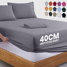 Extra Deep 40cm Fitted Sheet Bed Sheets For Mattress Single Double King Size