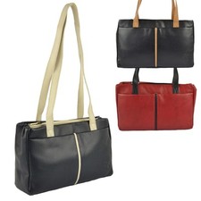 Ladies Classic Two-Tone Leather Handbag by GiGi; Othello Collection Stylish