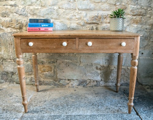 Antique pine console table - antique,