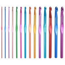 Crochet Hook Set, 14Pcs 2mm(B)-10mm(N) Aluminum Ergonomic Crochet Needle