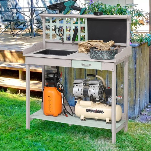 Outdoor wooden potting - potting, table