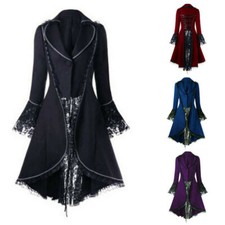 Ladies Steampunk Victorian Gothic Coat Lace Jacket Medieval Vintage Womens Dress