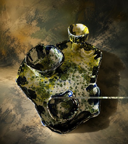 Ceramic spongeware chip - chip, &