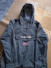 Napapijri Rainforest Mens Jacket XXL Grey Anorak Winter Fleece Lined Pull On