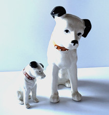Vintage Victor Nipper Dog Pair Figurines Japan HMV RCA His Masters Vce 5.9"&3.1"