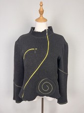 Aventures Des Toiles Gray Asymmetrical Zipper Lambs Wool Designer Sweater Sz 40