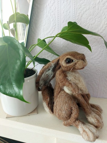 Needle felted moon gazing - felted,