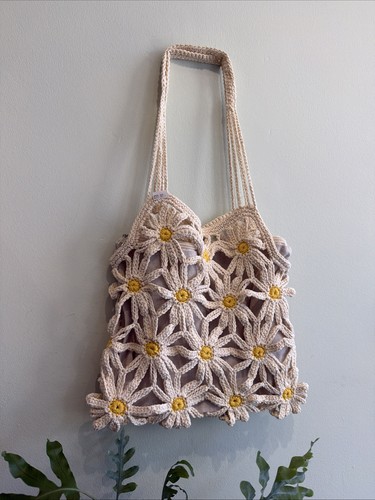 Handmade crochet daisy bag - handmade,