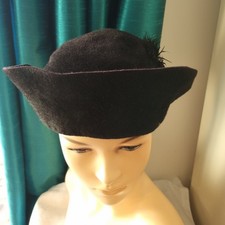 Vintage Black Pillbox Hat Brim With Feathers
