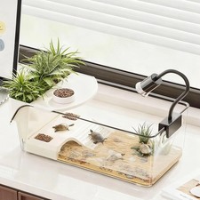 Turtle Basking Area Plastic Crab Tank Dry Wet Separation With Climbing Spot UK