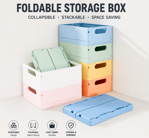 Foldable storage crate box - storage,