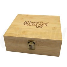 Chongz Large Bamboo Rolling Tray Box Station Stash Storage 19 by 17 by 7cm