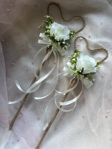 Twine flower girl wand with - flower,