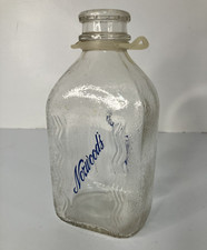 Vintage Norwood's Dairy Milk Bottle 2 Qt. Glass Milford, NH Textured Ribbed 1960