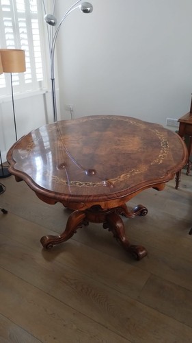Antique burr walnut - , tilt-top