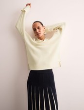 M&S - Jaeger Womens White Wool V-Neck Long sleeved Women Jumper