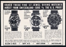1965 Ollech & Wajs Sportsman's Chronograph 3 diving watch photo vintage print ad