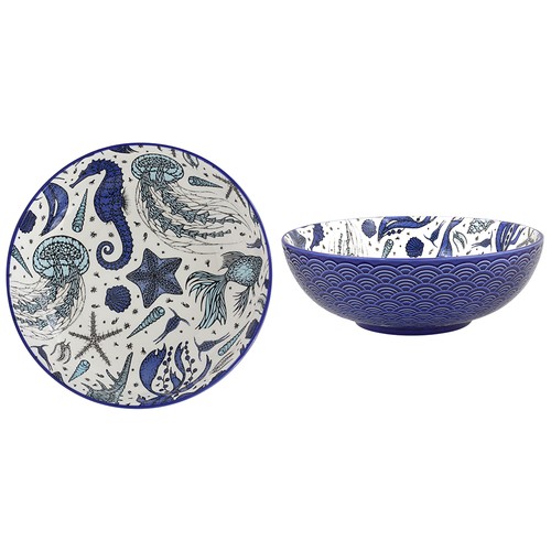 Ceramic bowl 22cm sea life - ceramic,