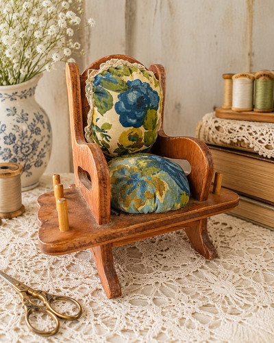 Vintage wooden upholstered pin - vintage,