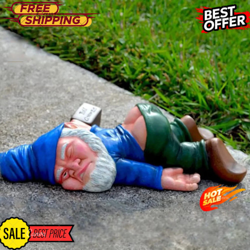 Funny drunk dwarf - garden, gnome