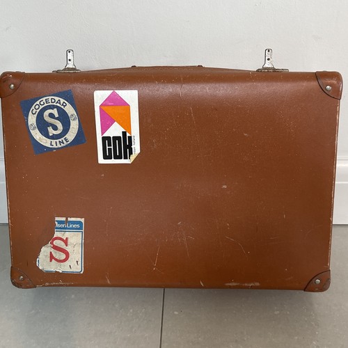 Vintage brown leather - leather, suitcase