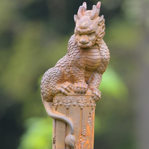 Rustic cast iron dragon - cast,