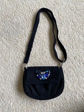 Peter Kaiser Small Shoulder Bag in Black Suede With Jewelled Butterfly