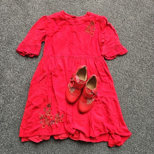 Girls embroidered dress - 9*girls, red