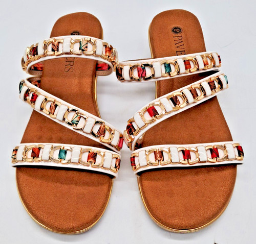 Pavers white low wedge sandals - white,