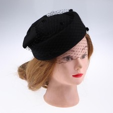 Ladies Woolen Pillbox Hat Cap Fascinator Wedding Party